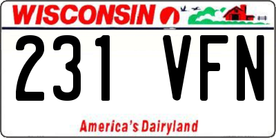 WI license plate 231VFN