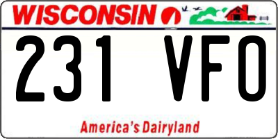 WI license plate 231VFO