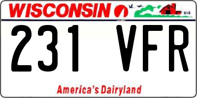 WI license plate 231VFR