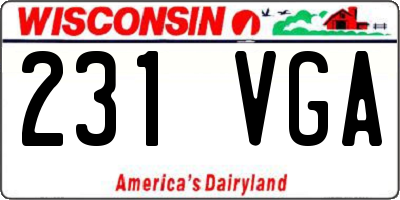 WI license plate 231VGA
