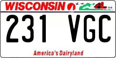 WI license plate 231VGC