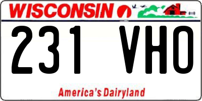 WI license plate 231VHO