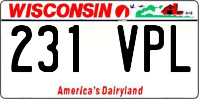 WI license plate 231VPL