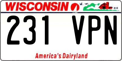 WI license plate 231VPN