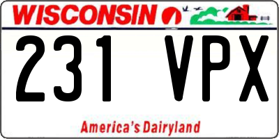WI license plate 231VPX