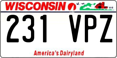 WI license plate 231VPZ