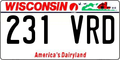 WI license plate 231VRD