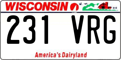 WI license plate 231VRG