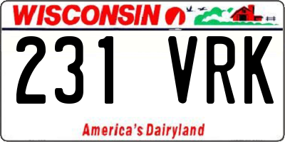 WI license plate 231VRK