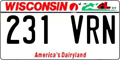 WI license plate 231VRN
