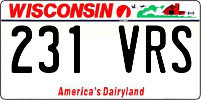 WI license plate 231VRS