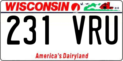 WI license plate 231VRU