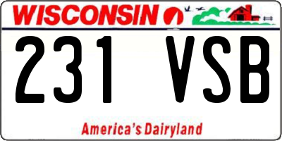 WI license plate 231VSB