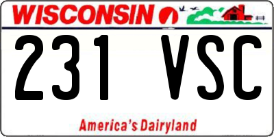 WI license plate 231VSC