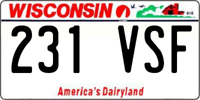 WI license plate 231VSF
