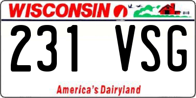 WI license plate 231VSG