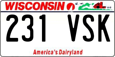 WI license plate 231VSK