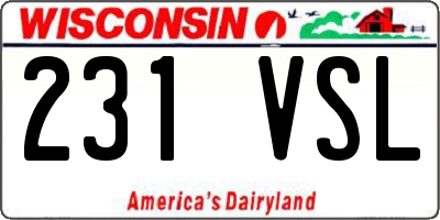 WI license plate 231VSL