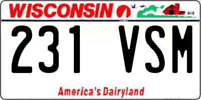WI license plate 231VSM