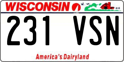 WI license plate 231VSN