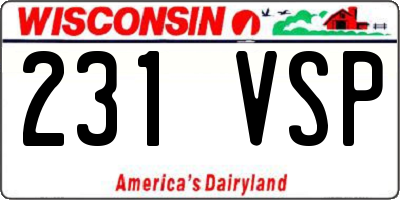 WI license plate 231VSP