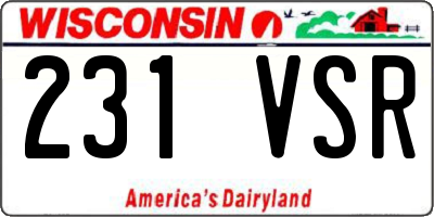 WI license plate 231VSR