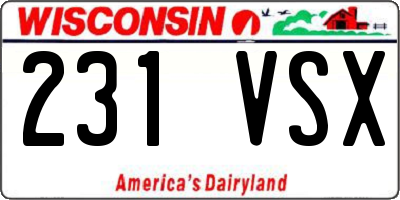 WI license plate 231VSX