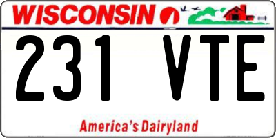 WI license plate 231VTE