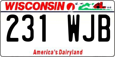 WI license plate 231WJB