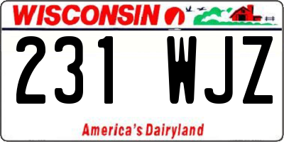 WI license plate 231WJZ