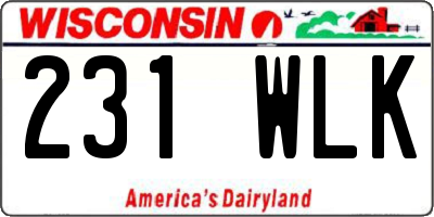 WI license plate 231WLK