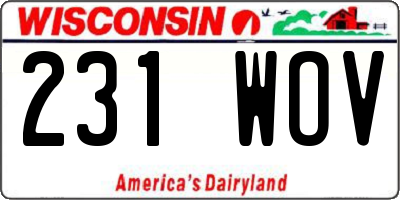WI license plate 231WOV