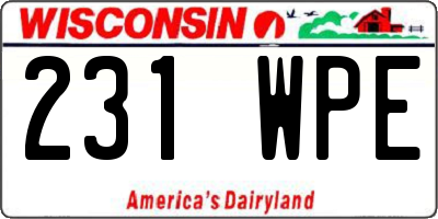 WI license plate 231WPE