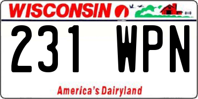 WI license plate 231WPN