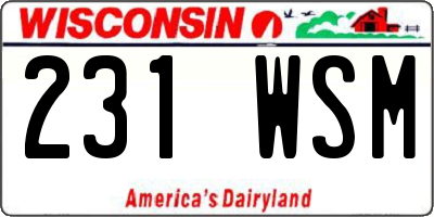 WI license plate 231WSM