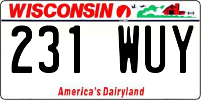 WI license plate 231WUY