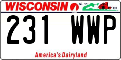 WI license plate 231WWP
