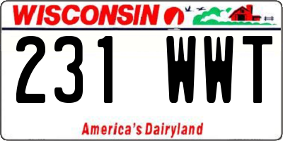 WI license plate 231WWT