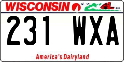 WI license plate 231WXA