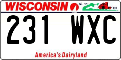 WI license plate 231WXC