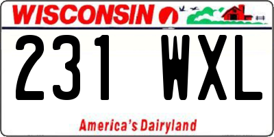 WI license plate 231WXL