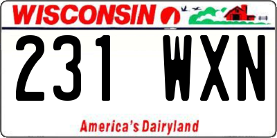 WI license plate 231WXN
