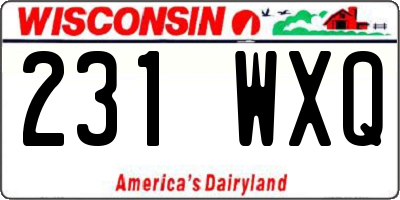 WI license plate 231WXQ