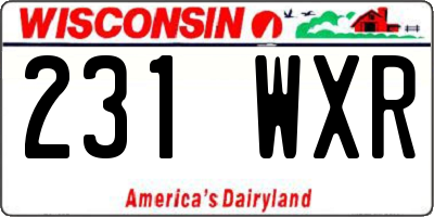 WI license plate 231WXR