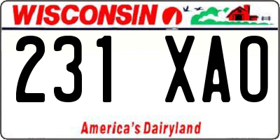 WI license plate 231XAO