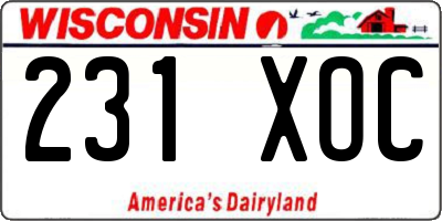 WI license plate 231XOC