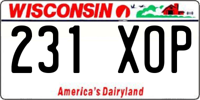 WI license plate 231XOP