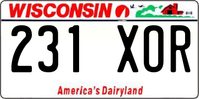 WI license plate 231XOR