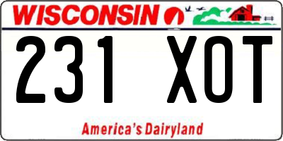 WI license plate 231XOT