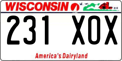 WI license plate 231XOX